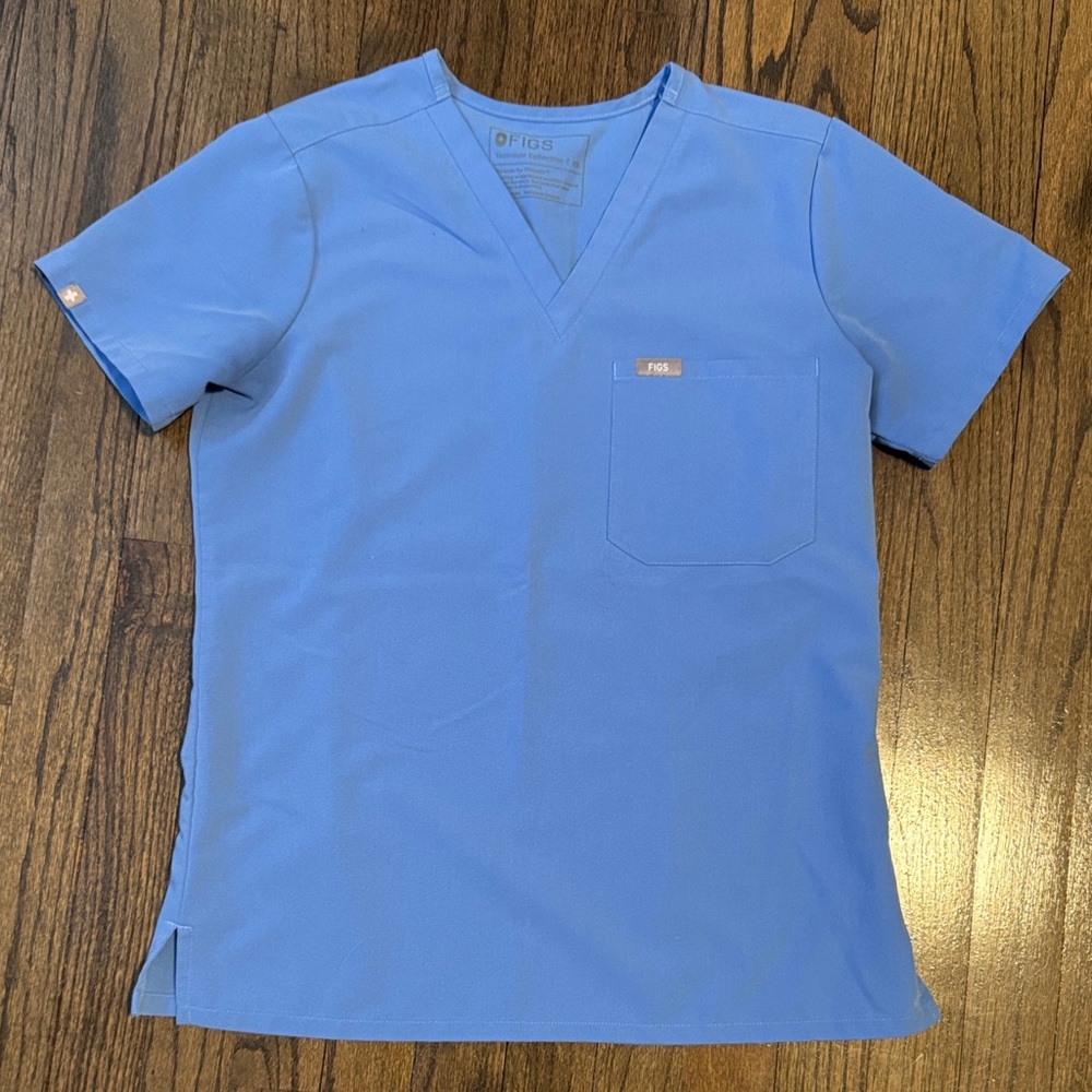 Figs Classic Blue V-Neck Scrub Top